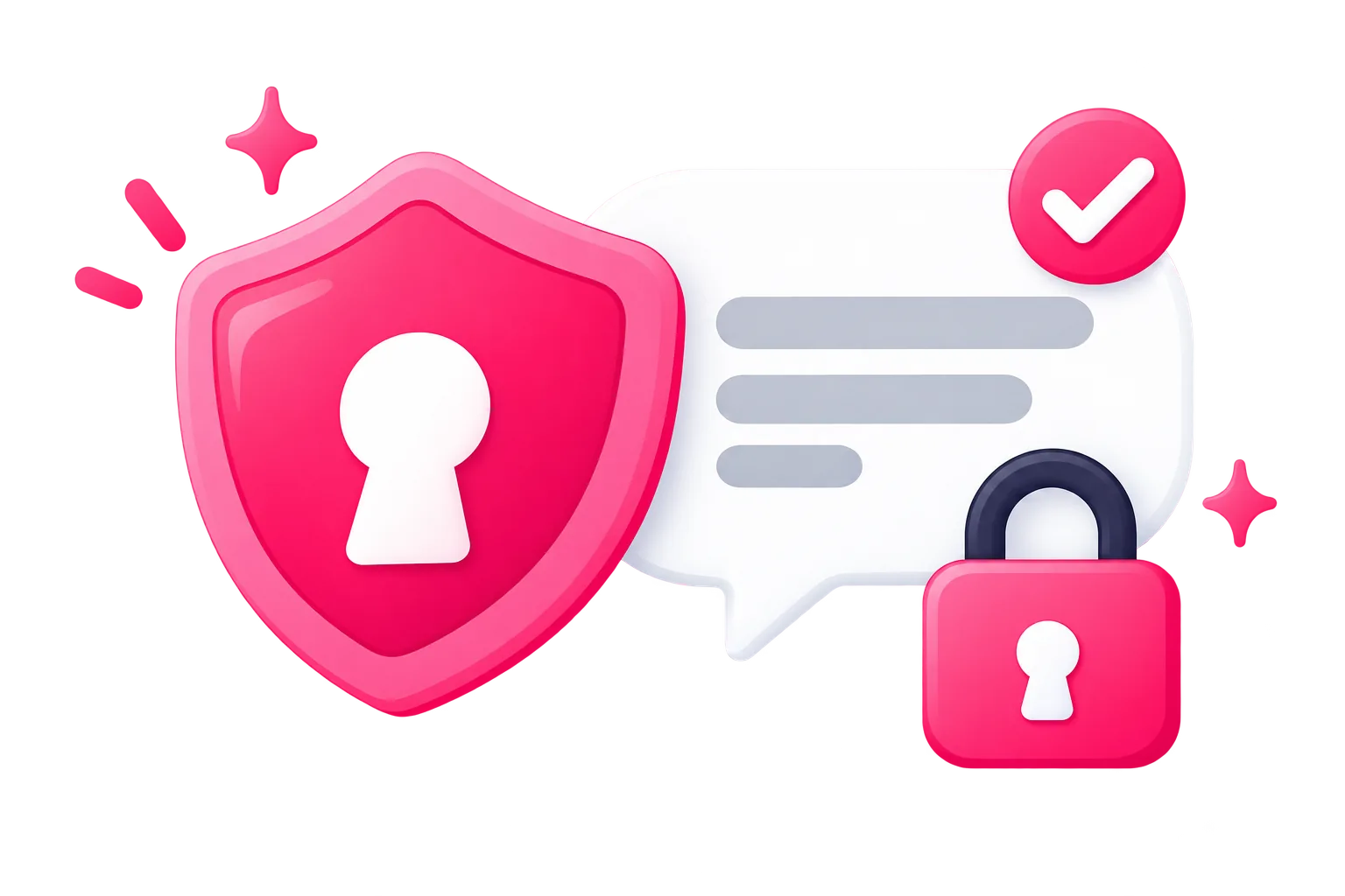 Shield with a padlock over a speech bubble